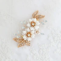 floralbride handmade alloy crystal rhinestones pearls flower bridal hair clip barrettes wedding hair accessories women jewelry