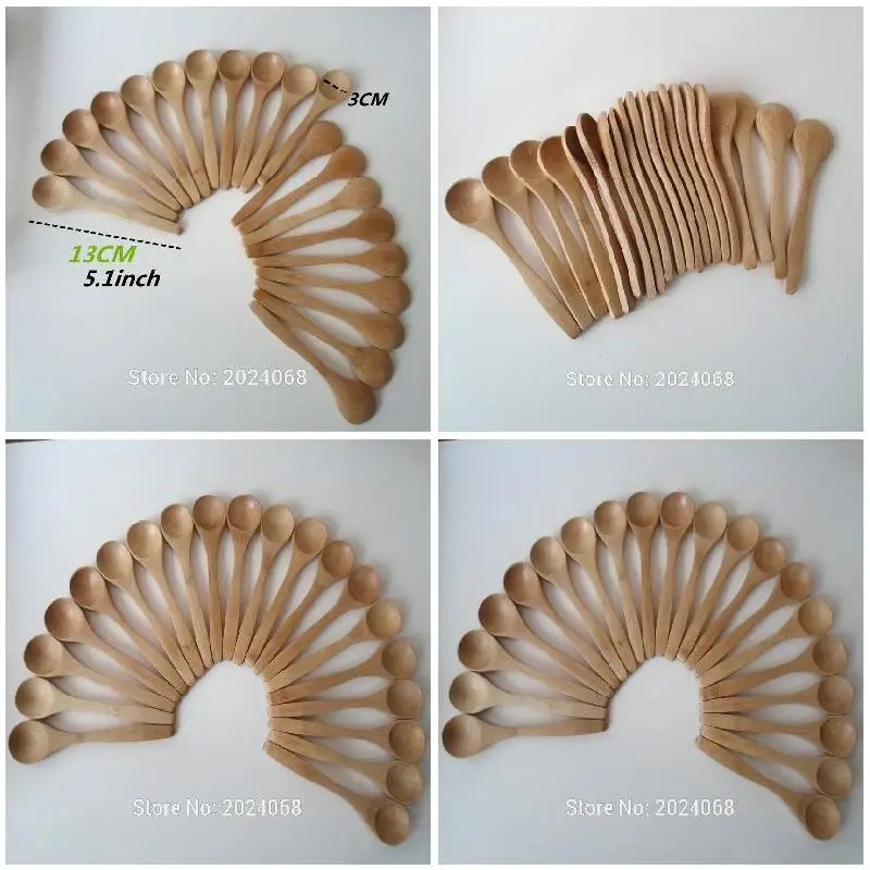 

10Pcs/Set 5.1inch Wooden Spoon Ecofriendly Tableware Bamboo Scoop Coffee Honey Tea Spoon Stirrer I88