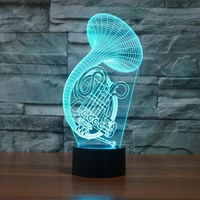 french horn shape 3d night light acrylic led 7 color change usb touch table lamp home shop bar decor lights kids xmas gift
