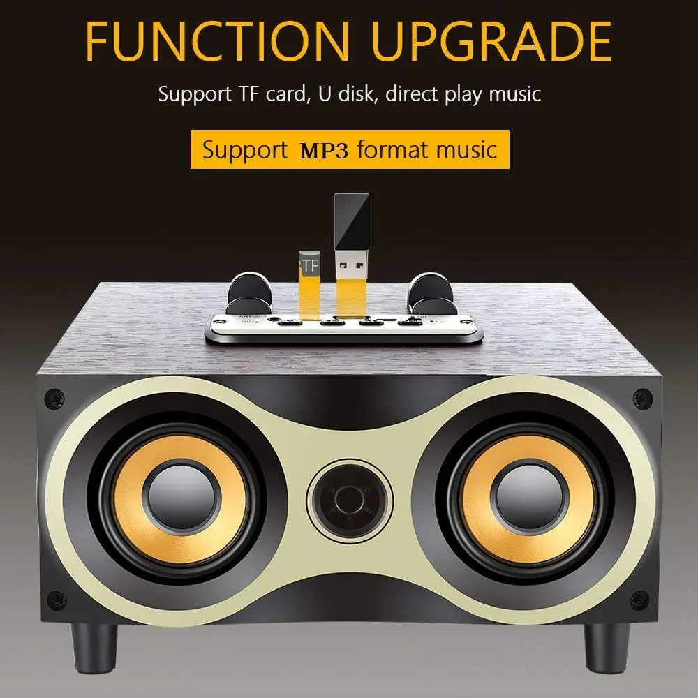 Настольный портативный деревянный беспроводной динамик сабвуфер стерео Bluetooth s