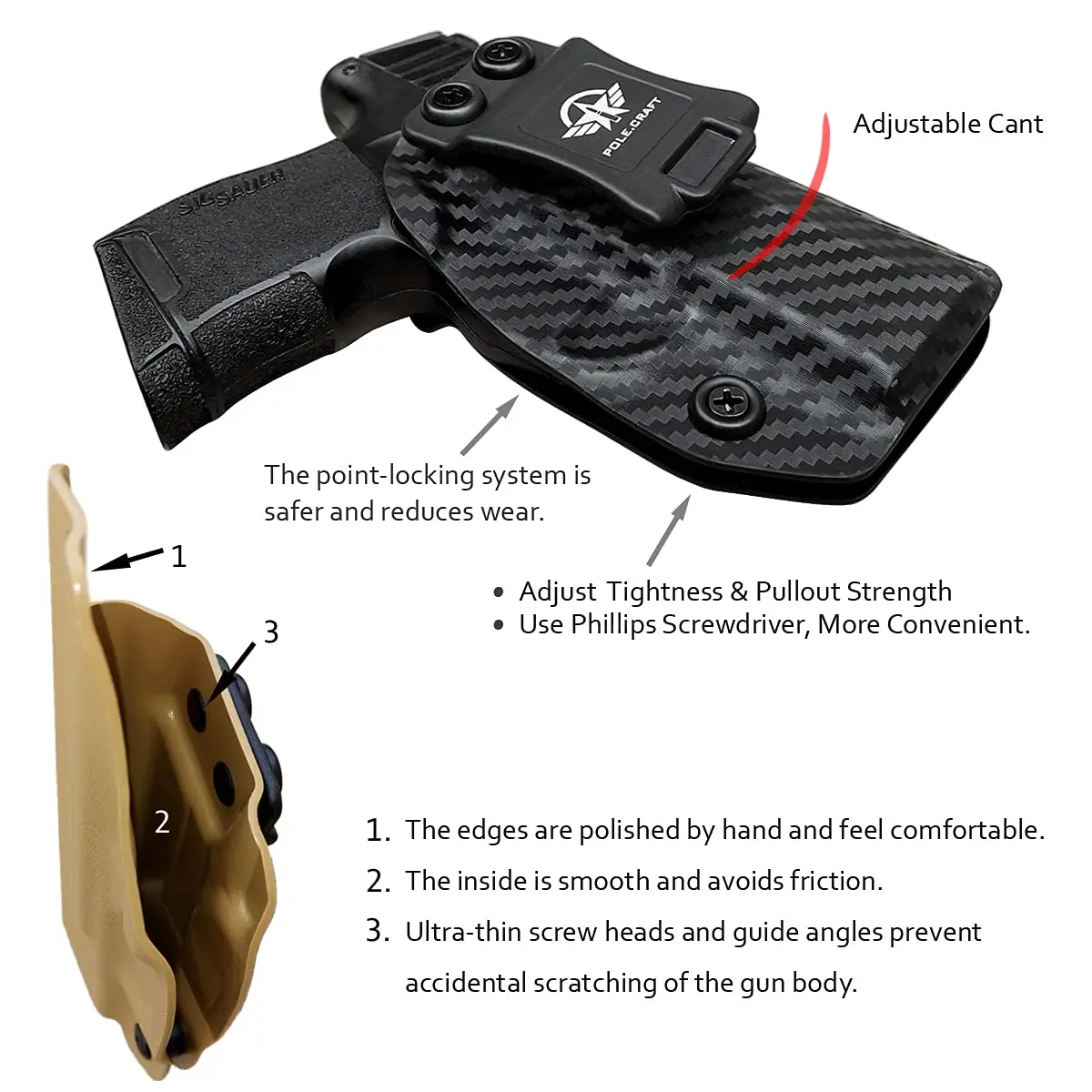 Кобура Sig P365 IWB Kydex из углеродного волокна под заказ: Sauer / SAS пистолетный внутренний