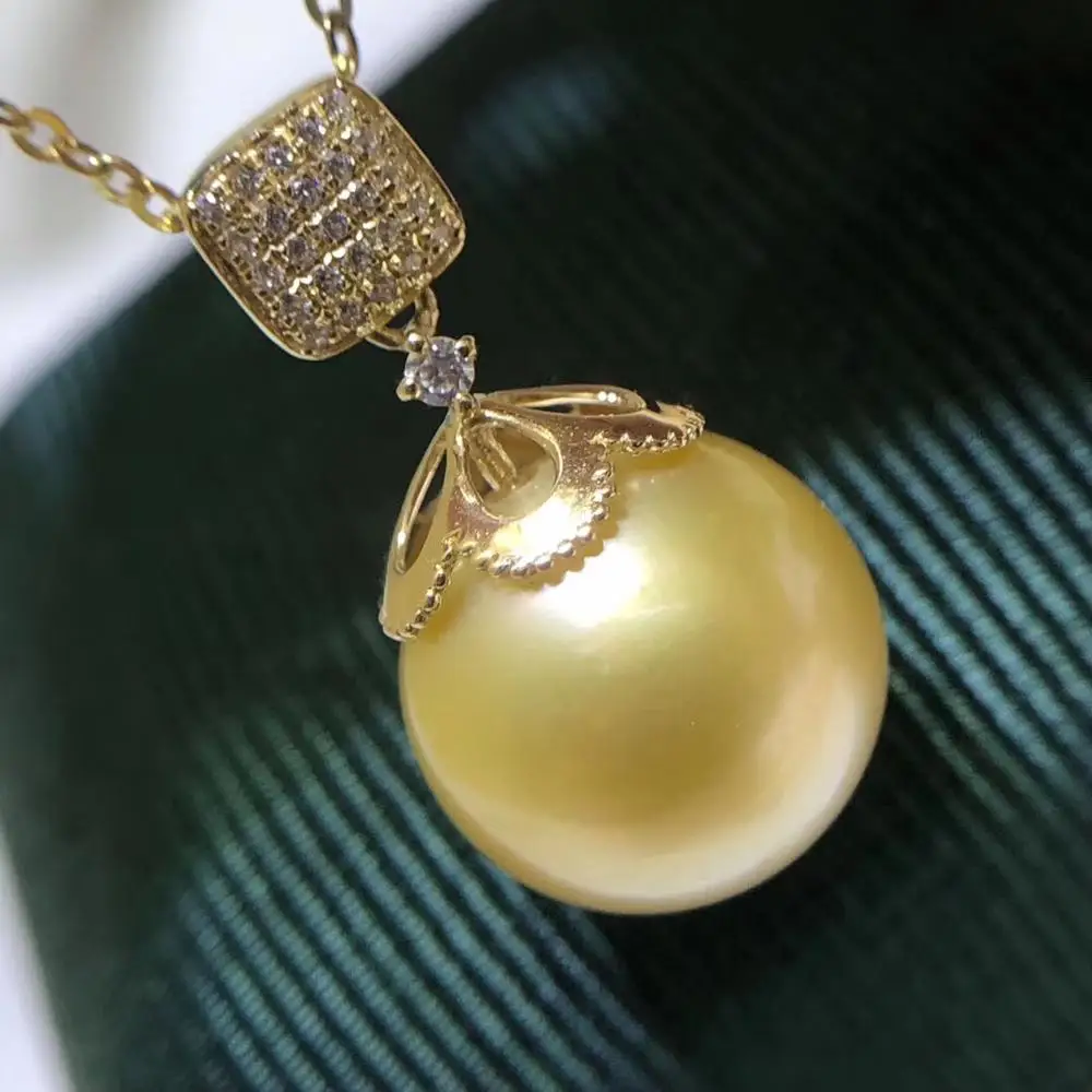 

DIY Jewelry Base 18K Yellow Gold Pendant Mountings Settings AU750 Jewelry Findings for Pearls Coral Agate Crystal Jade Stones