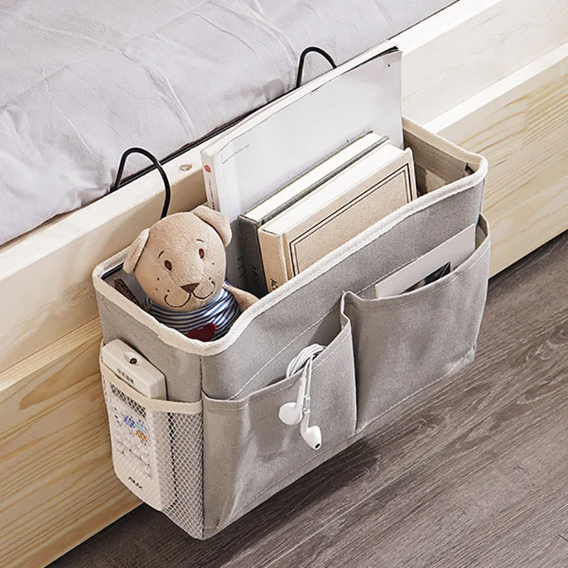 

Convenient Multi-Pocket Bedside Hanging Organizer Canvas Waterproof Sundry Goods Bag BunkBed Universal Storage Bedroom Dormitory