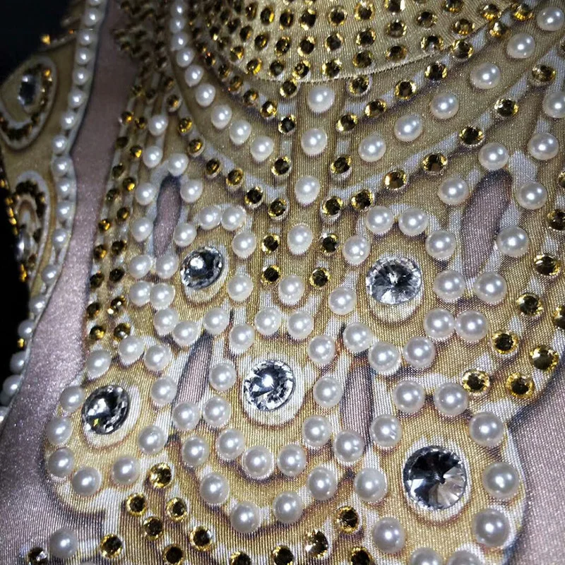 Соблазнительное платье стразы с длинным рукавом блестящее кристаллами женская