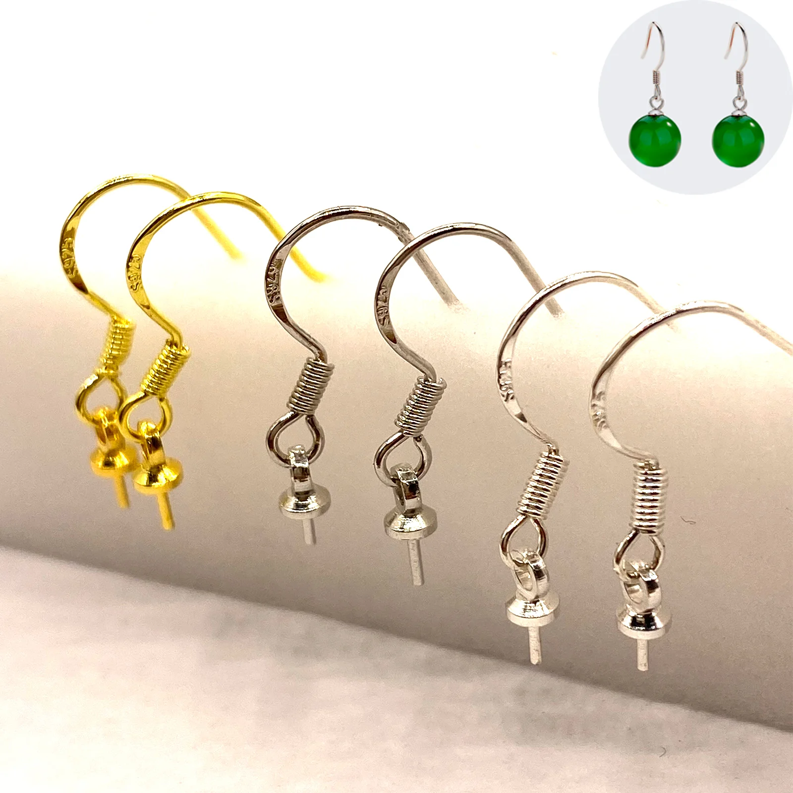 

100pcs 925 Silver Earring Wires SILVER GOLD PLATINUM Fish Hook 20mm Earrigs Finding French Earwire Clasp Ear Hoops Jewelry Parts