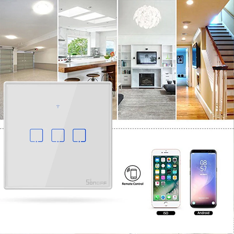 Sonoff WiFi умные переключатели с Alexa Google Home пультом дистанционного управления голосовой смарт-панелью модули автоматизации ЕС/Великобритания/США 1-3 банды 2 способа