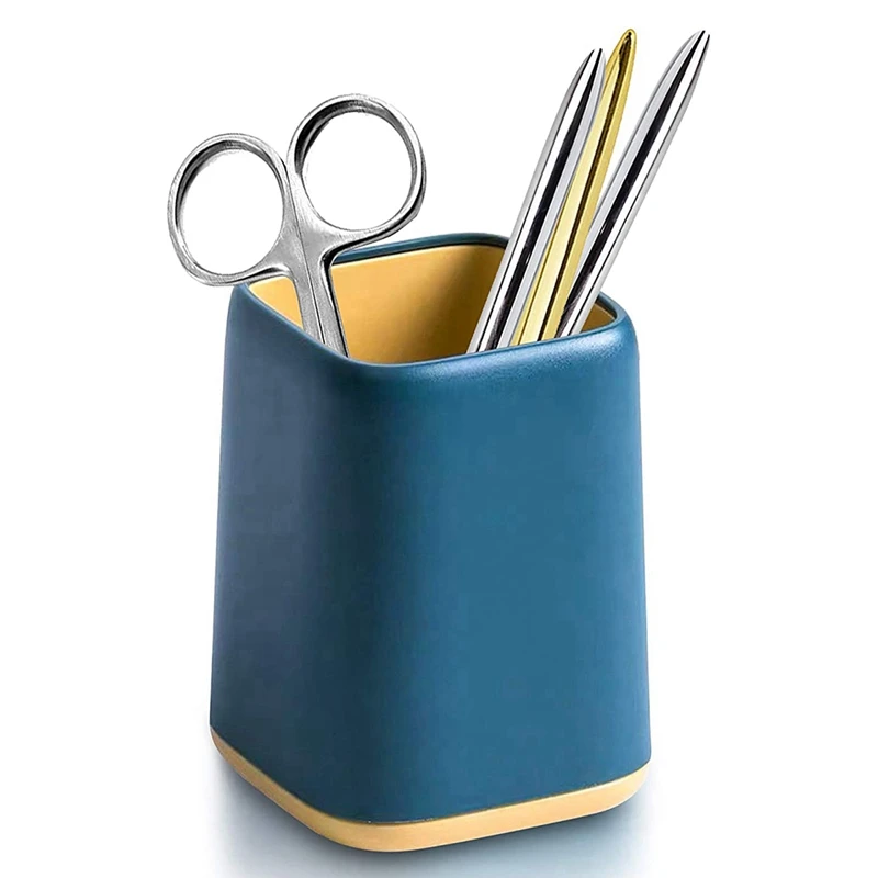 

Desk Pen Holder, Two-Tone Cute Makeup Brush Holder, Durable Desktop Storage Organizer Stationery Caddy(1 PCS)