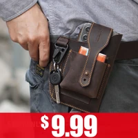 fanny waist bag men genuine leather belt bum leg hip packs for men 6 7 5inch cell phone cigarette lighter box case outdoor pouch