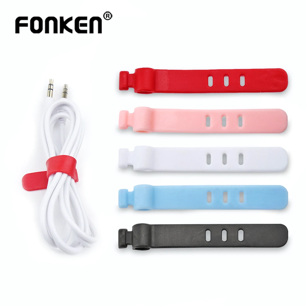 

FONKEN Silicone Cable Organizer USB Cable Management Phone Cable Winder Earphone Cable Clip Mouse Wire Winder PC Cable Holder