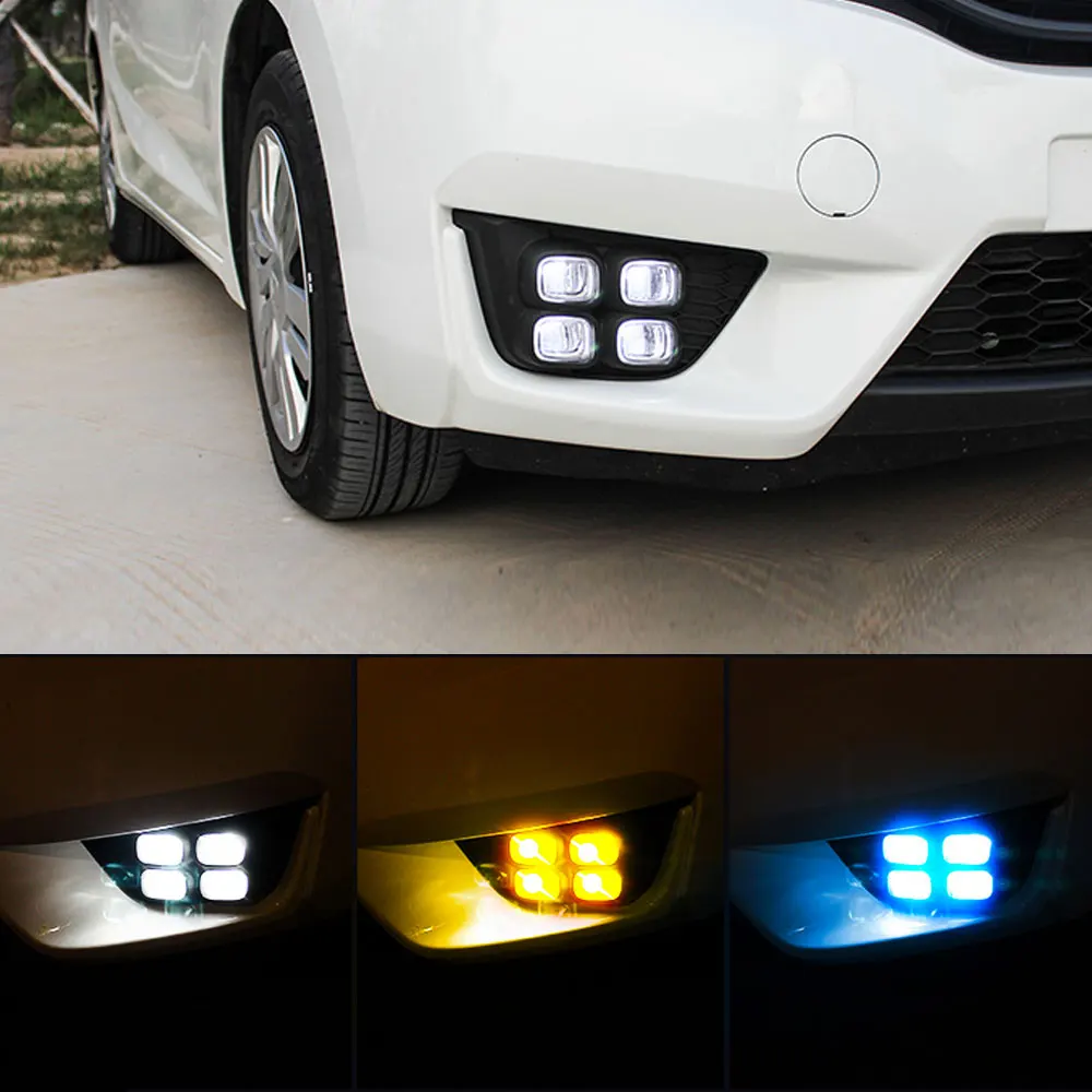 Дневные ходовые огни светильник DRL для Honda Fit 2014 2015 2016 левый и правый туман крышка