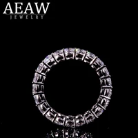 aeaw solid silver 925 luxury 3mm 0 1ct tatol 2ctw 3ctw engagement ring wedding moissanite full enternity diamond band for women