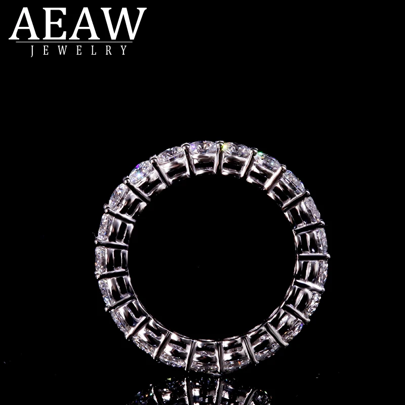 AEAW чистого серебра 925 Роскошные 3 мм 0.1ct tatol 2ctw 3ctw Обручение кольцо обручальное