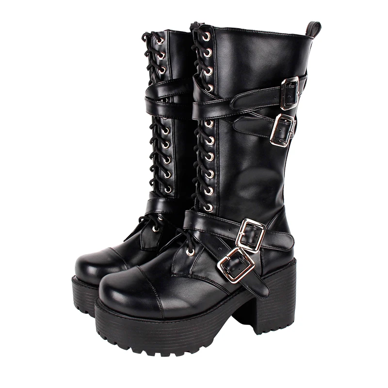 Ангельский отпечаток Мори девушка женские панк-сапоги для езды на мотоцикле