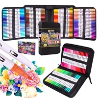 up to132 colors felt tip pens watercolour marker pens watercolour brush pens dual tips with fineliner art markers
