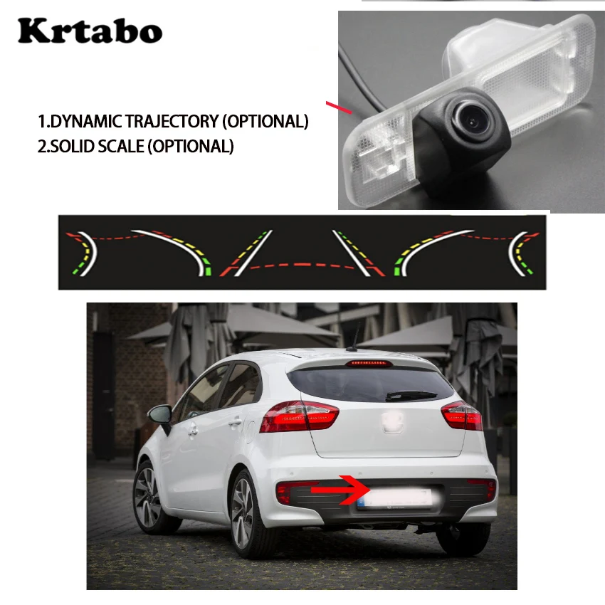 

car camera for KIA Rio K2 Pride Hatchback 2011~2015 dynamic trajectory driving track function Rear view mirror rear view camera