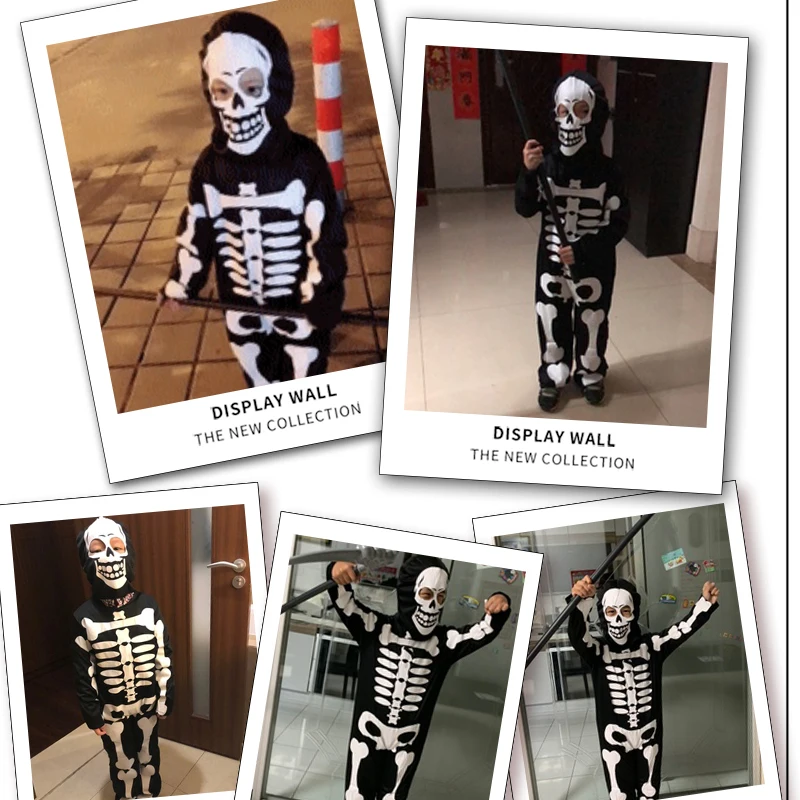 Страшный Детский костюм скелета для мальчиков комбинезон на Хэллоуин Рождество