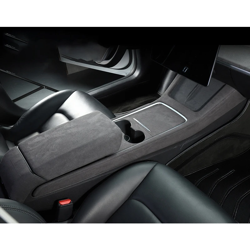 

Car Suede Leather Side Trim Center Console Side Decoration Panel Protector Cover for 2021 Tesla Model 3 Model Y