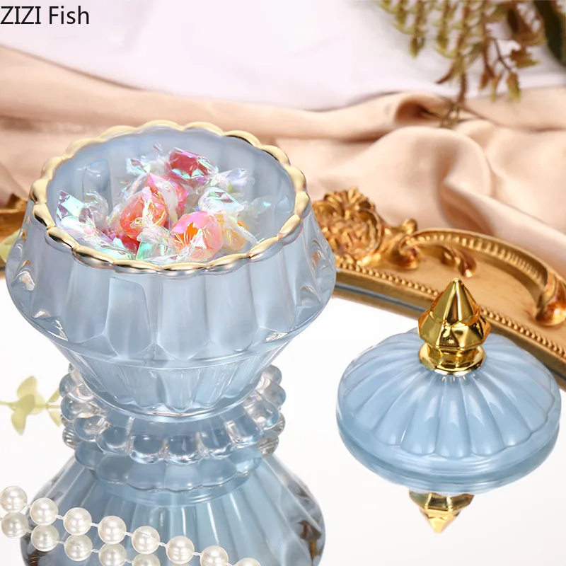 Melting Wax Cup Glass Jar with Lid Candle Jewelry Dish Makeup Brush Containers Transparent Crystal Storage Jars Candy Pots | Дом и сад