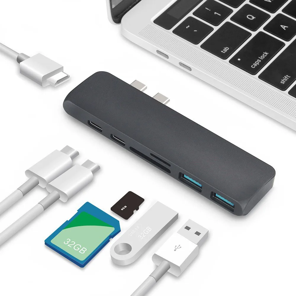 

USB-концентратор типа C для Macbook Pro Air 12, 13, 15, 16 дюймов, 2020 дюйма, HDMI-совместимый разветвитель, адаптер 3,0, кардридер TF/SD/PD