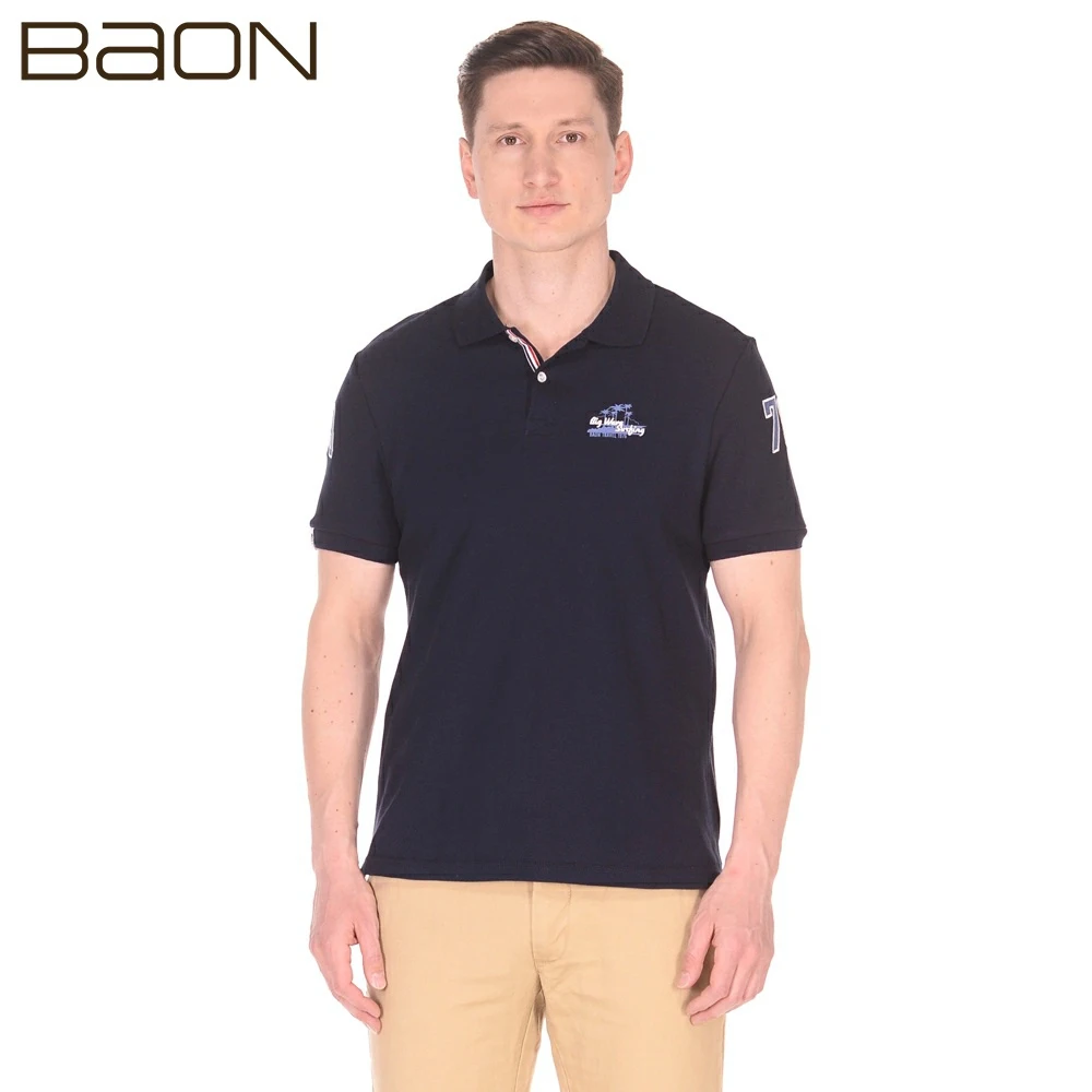 Мужское поло с шевронами и принтами Baon B708024|Поло| |