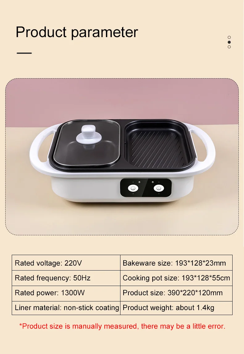 dmwd 2 in 1 electric hot pot cooker bbq grill 1300w multifunctional non stick frying pan barbecue plate smokeless roast cooker free global shipping