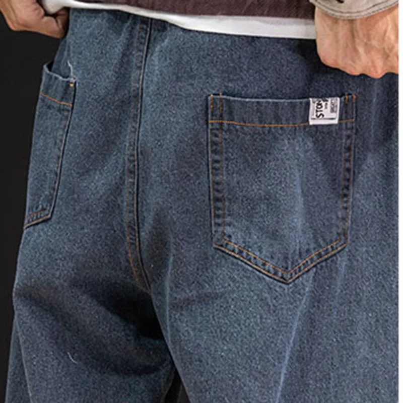 Модные черные джинсы в стиле ретро мужские шаровары Харадзюку Свободные