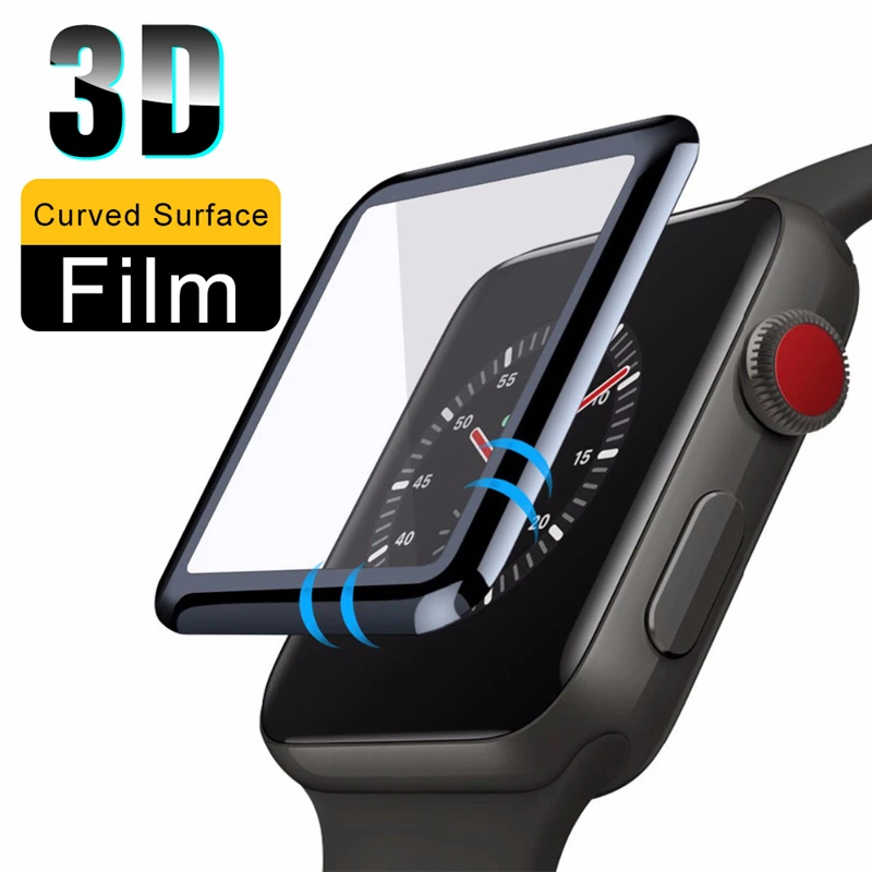 Защитная пленка 9D с закругленными краями для Apple Watch 5 6 40 мм 44 мягкая Гидрогелевая