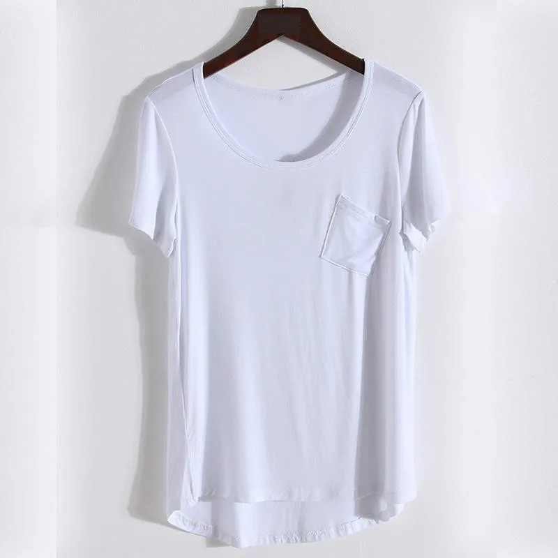 Модальные Короткие футболки с круглым вырезом свободные летние Новое