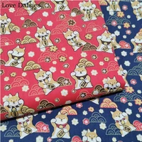 100 cotton twill japanese style blue red shiba inu dog flower fabrics for doll apparel craft cushion patchwork