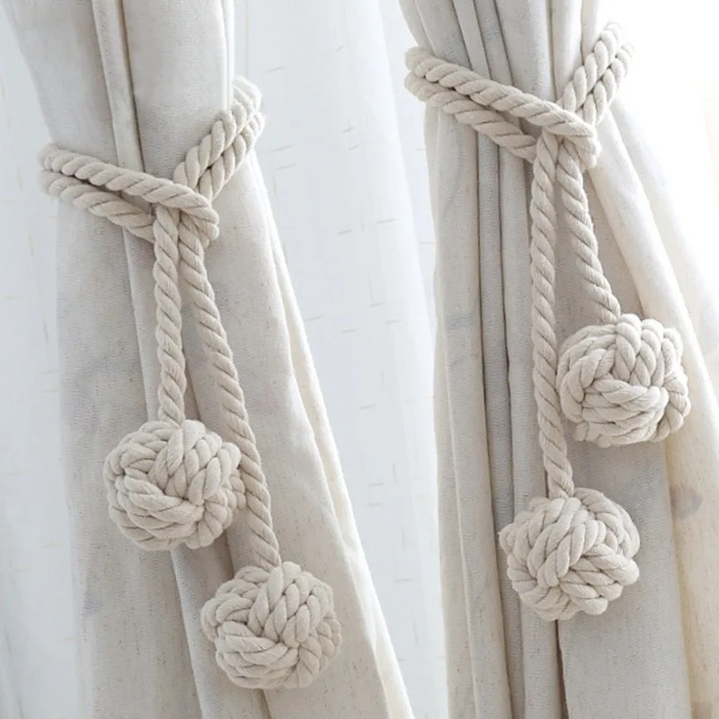 

Macrame Curtain Tieback Curtain Tied Ball Hand-woven Cotton Straps Hanging Ball Boho Decor Living Room Decoration Accessories