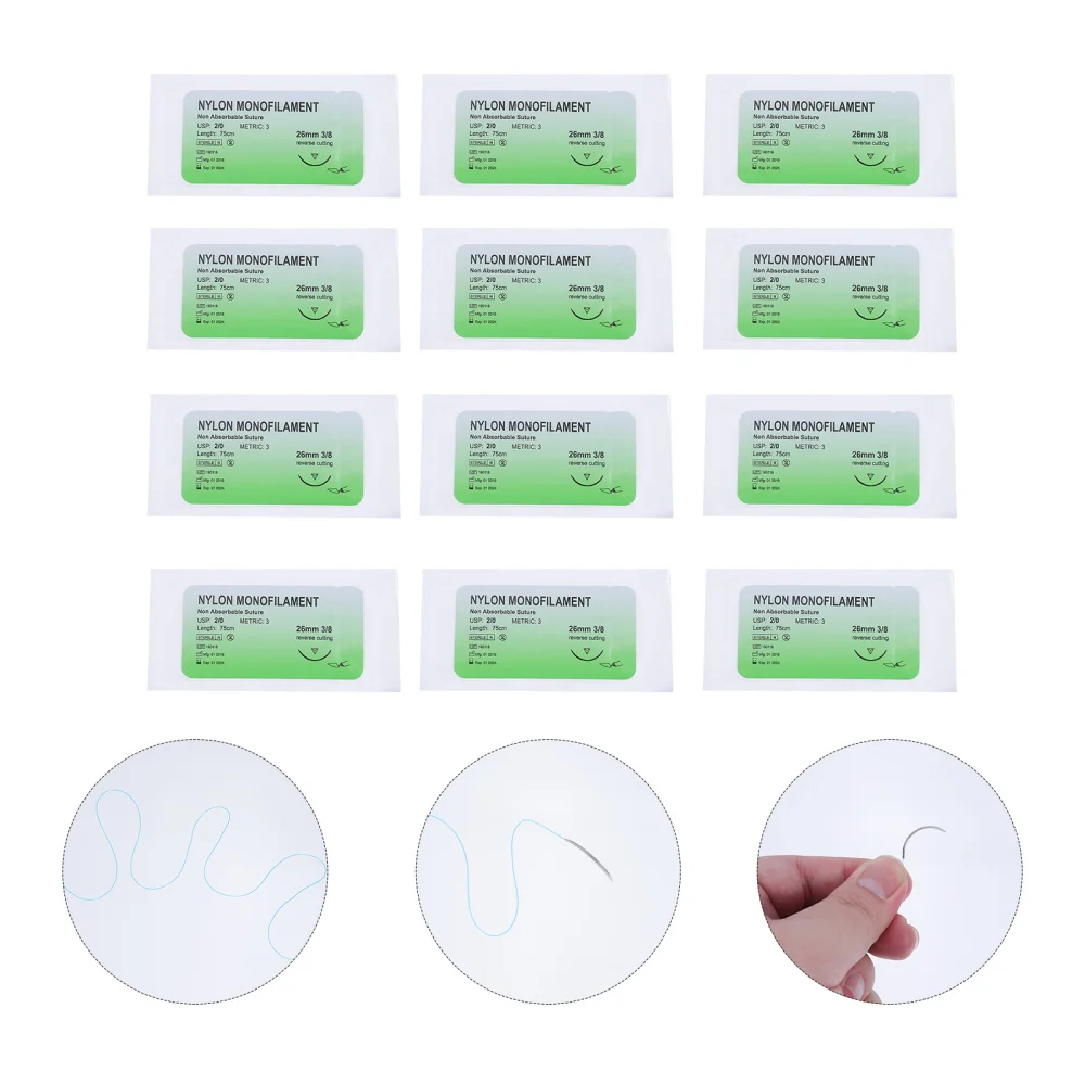 

12 Pcs Needle Suture Monofilament Thread Suture Practice Kit Teaching Exercises