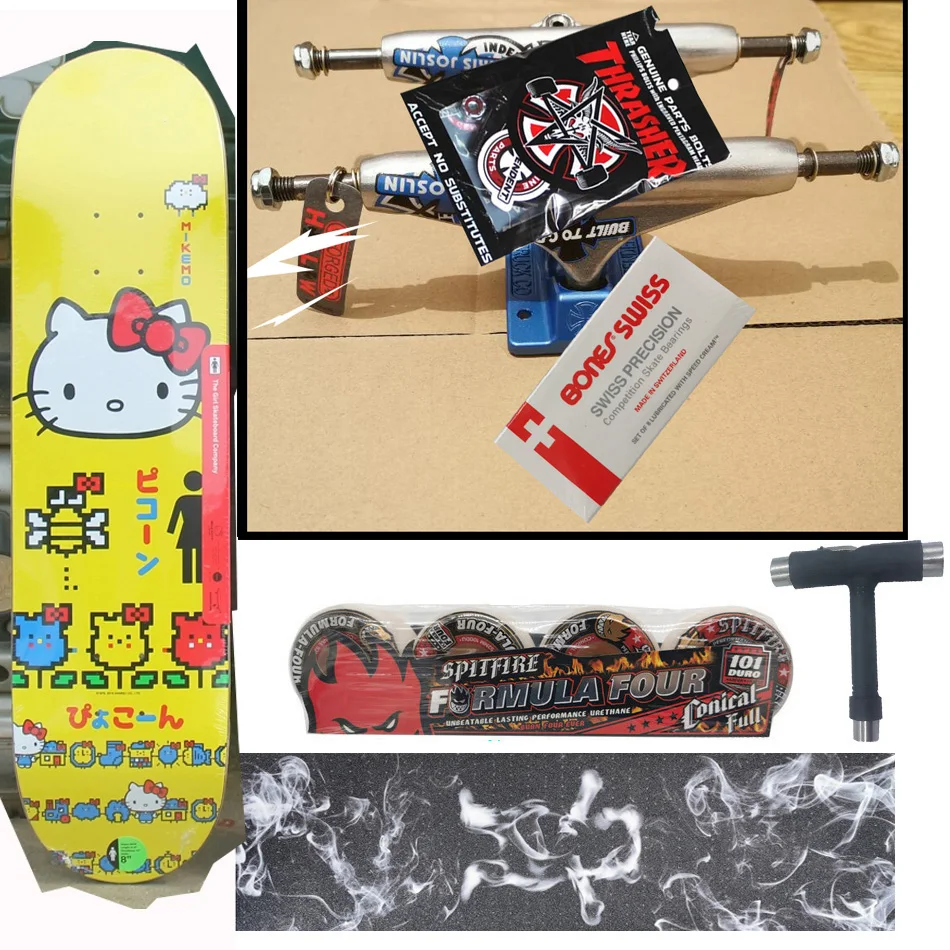 

whole kit 8inch skateboard girl toy machine zero element decks spitfire skateboard wheels trucks 139 grizzly grip tapes