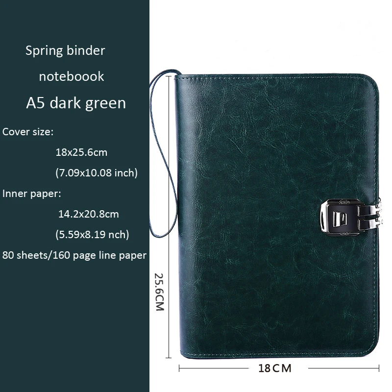 Dark Green А5 бизнес стиль запираемый блокнот застежка-молния дневник, 7,09x10,08 дюймов, 80 листов, TPN062 - Цвет: Dark Green
