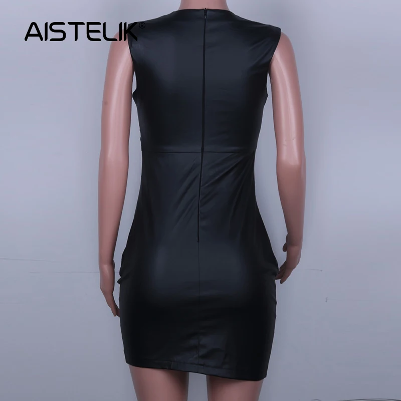 

AISTELIK 2020 spring and summer new explosion models women's sexy black dress with pleated skinny dress