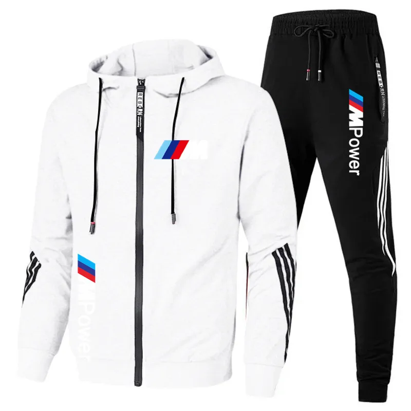 

2021 new BMW M men's football uniform casual sportswear hooded suit spring thin zipper jacket + pants two-piece gym running suit