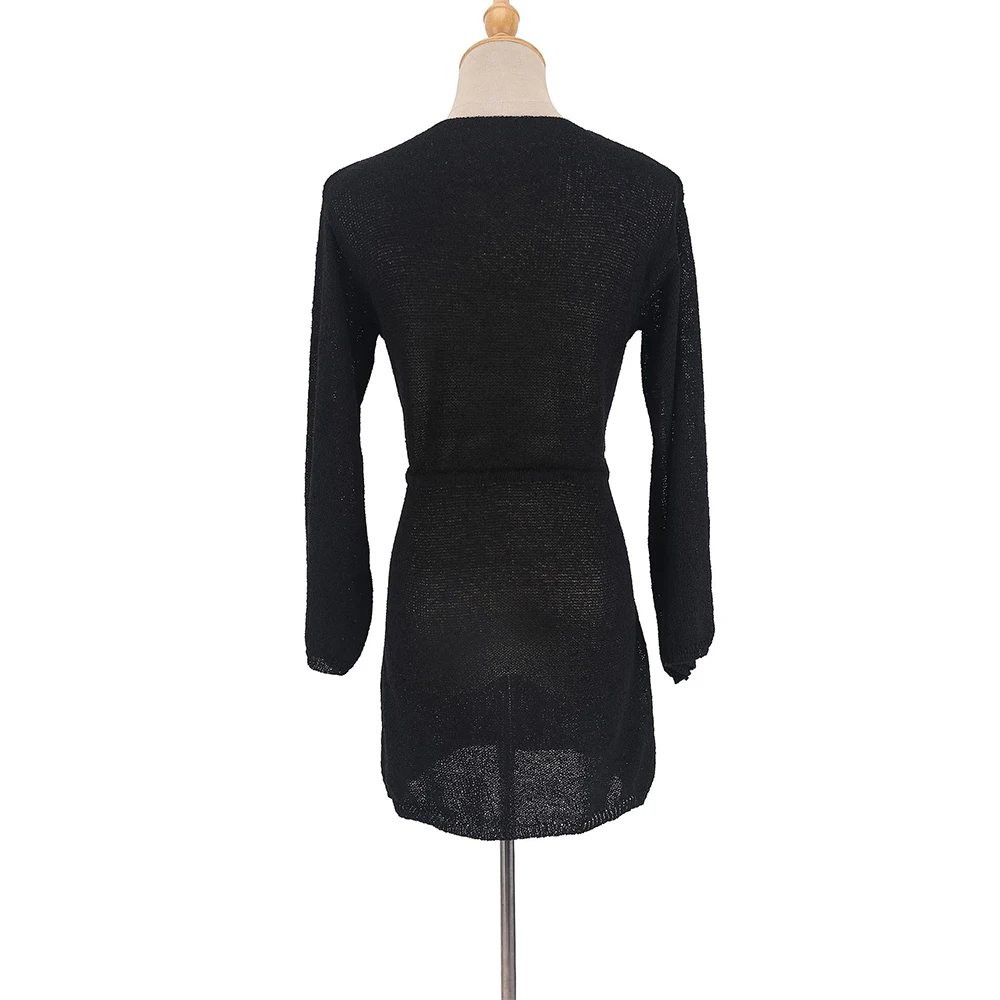 

2021 New Sexy V-Neck Beach Blouse Women Bikini Cover Up Long Sleeve Beach Dress Female Swimsuit Cover Up Summer Beachwear Swim