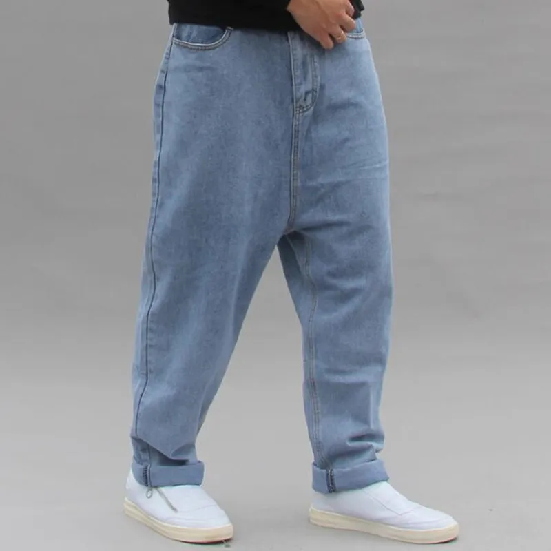 Loose Baggy Jeans Men's Casual Denim Pants Hip Hop Harem Jeans Trousers Blue Crotch Denim Pants Plus Size 4XL