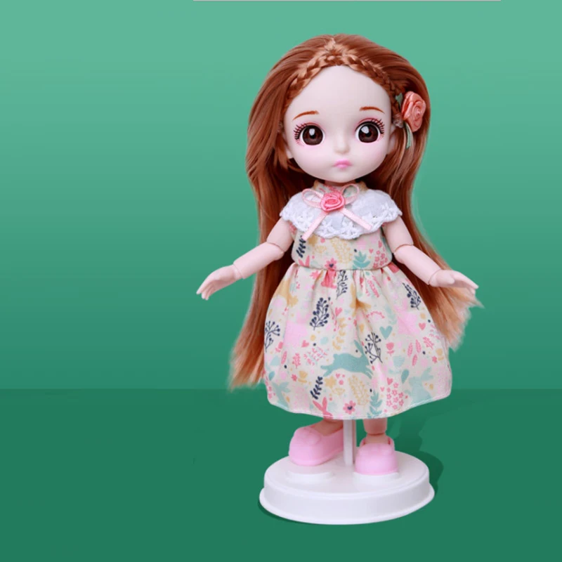 

BJD doll 16 cm 13 joint joint girl doll 3D beauty cosmetics contact lens BJD four season dress doll princess toy girl gift toy