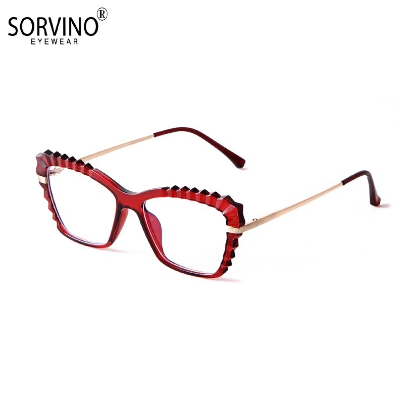 

Retro Big Frame Red Chic Butterfly Glasses Metal Personality Thick Eyewear 2021 New Fashion Anti Blue Light Eyeglasses Women Y6