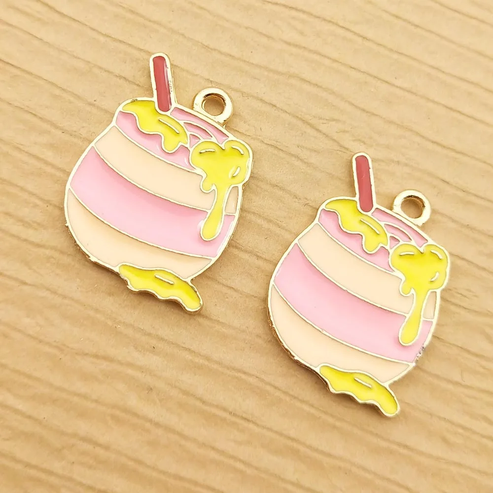 10pcs 16x21mm enamel bee honey bottle charm for jewelry making earring pendant fashion necklace bracelet diy finding | Украшения и