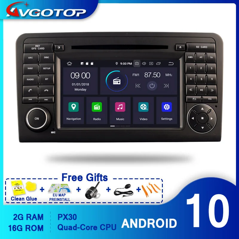 AVGOTOP Android 10 4 Гб + 64 машинный DVD проигрыватель для MERCEDES BENZ мл 320/ML 350/GL X164 IPS HD Экран