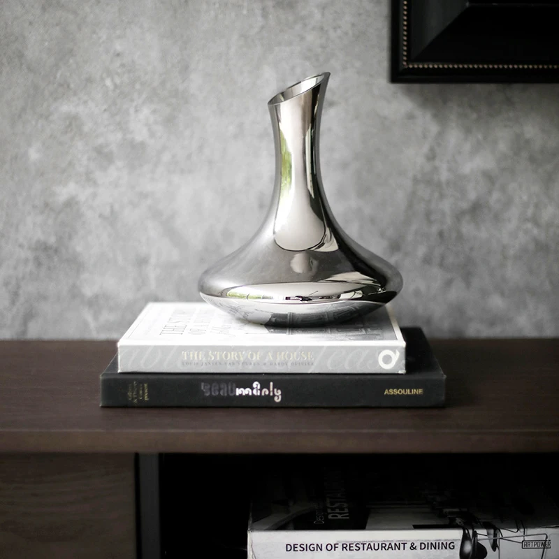 Современная посеребрённая U-образная стеклянная ваза для гостиной Искусство