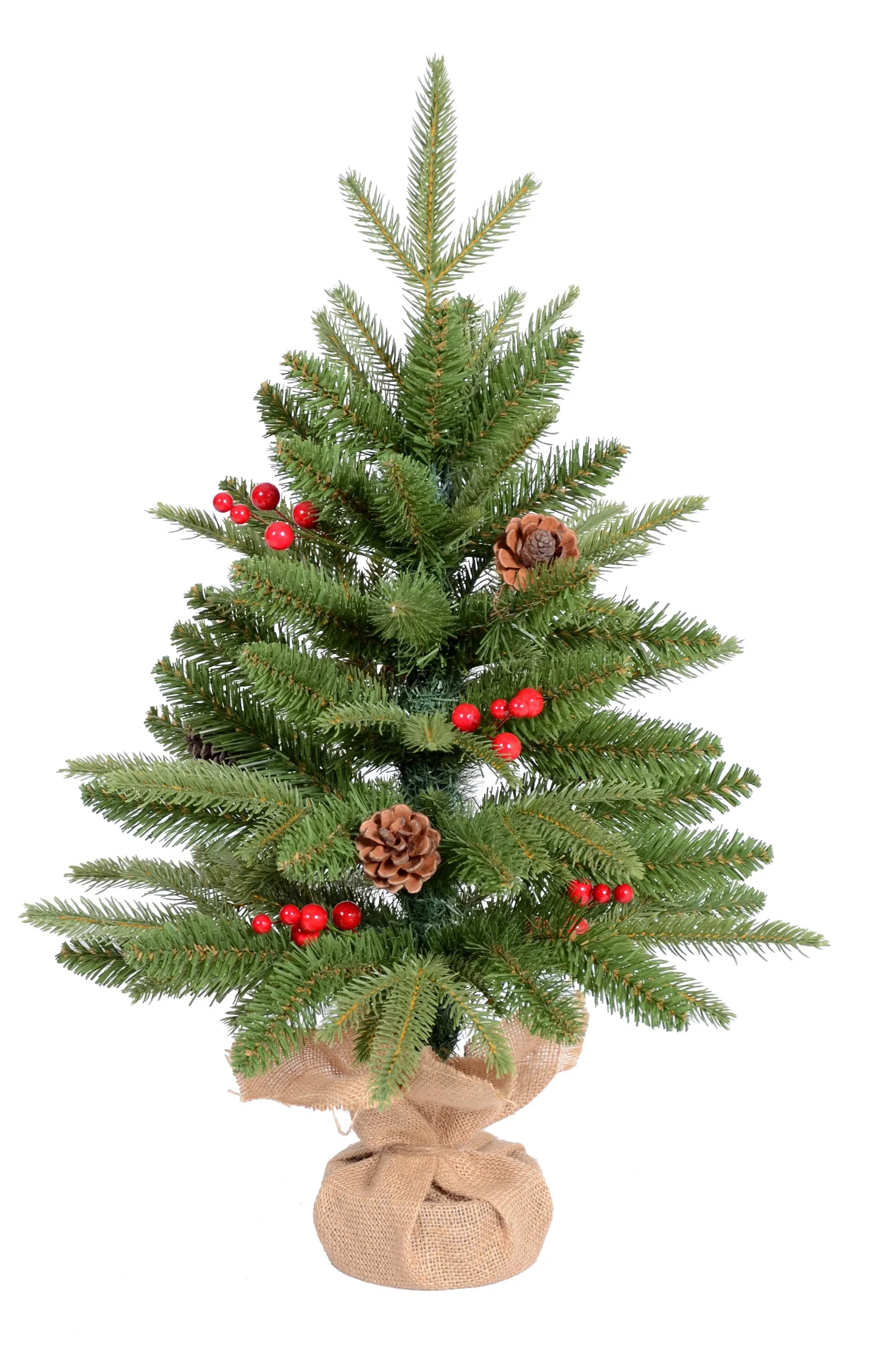 

SIMMIS Desktop Christmas Tree MINI PE PVC Material Decoration with Red Ball 2FT