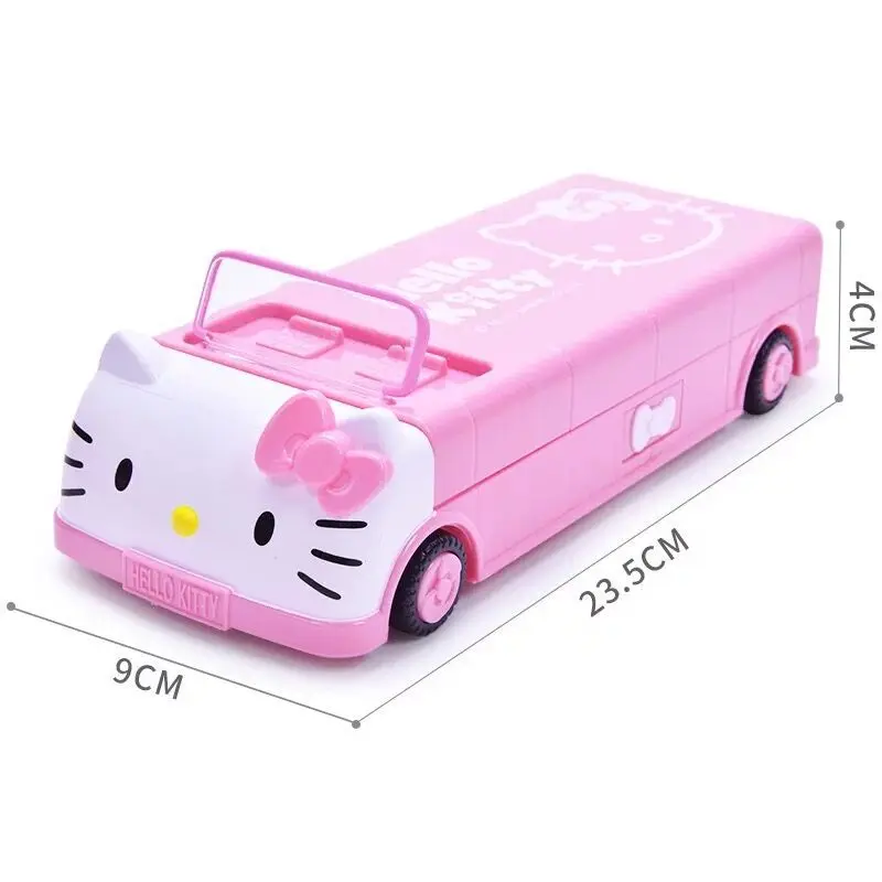 

Kitty Pencil Case with Car Style Creativity Student School Stationery Cartoon Pencil Case Children Double-Layer Pencil Supplies