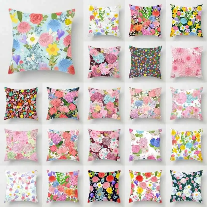 

Beautiful Floral Printed Throw Pillow Case Sofa Waist Cushion Cover Home Bed Chair Decor 18"x18" Pillowcase
