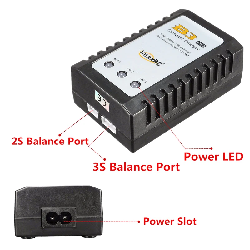 B3 Simple Balance Charger pro 2S-3S Lipo Battery Built-in Power Supply 7.4V 11.1V 2-3S Direct Plug Charge For Airplane model | Игрушки и