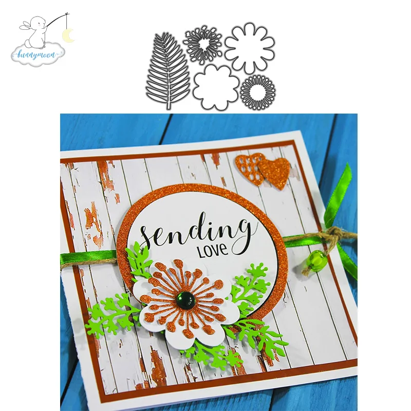 Bunnymoon Flower and Leaves Metal Cutting Dies Embossing Scrapbooking Stencil Craft Cut For DIY Card Handmade | Дом и сад