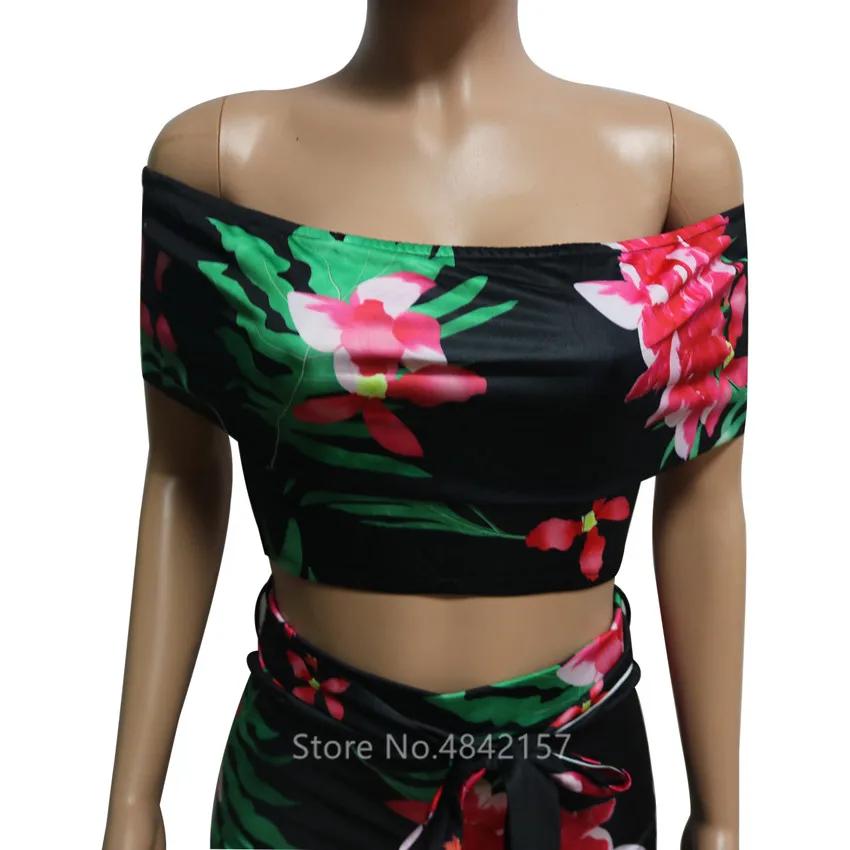 

2021 African Dashiki Traditional Printed Dress Set Women Female Summer Sexy Party Fashion Shoulder Off Top Shorts 2PCS Outfits