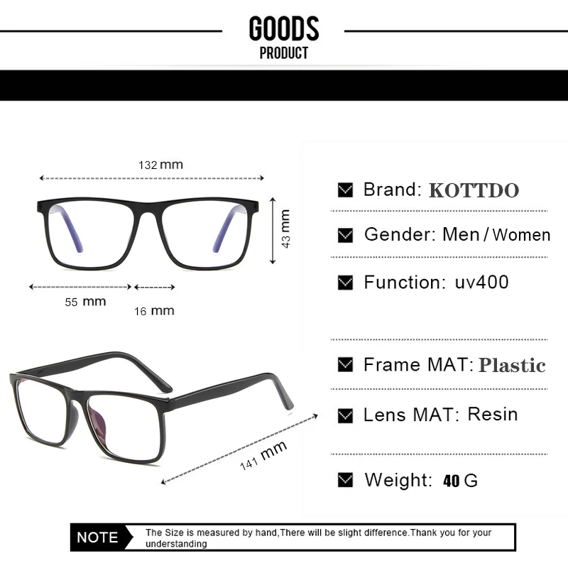 

KOTTDO Classic Vintage Square Eyeglasses Frames Men Fashion Clear Optical Eye Glasses Frames for Women Mens Glasses