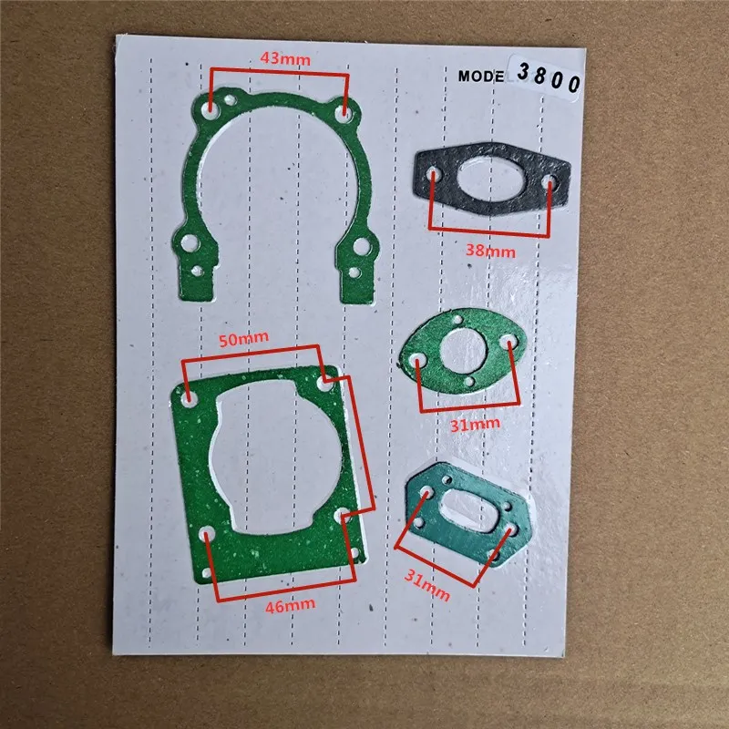 

G3800 cylinder crankcase carburetor muffler exhaust gasket 3800 1E38F 1E39F 38cc portable Chainsaw paper gasket full set